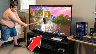 Kid Destroys Dads Tv Over Fortnite… (big Mistake!)