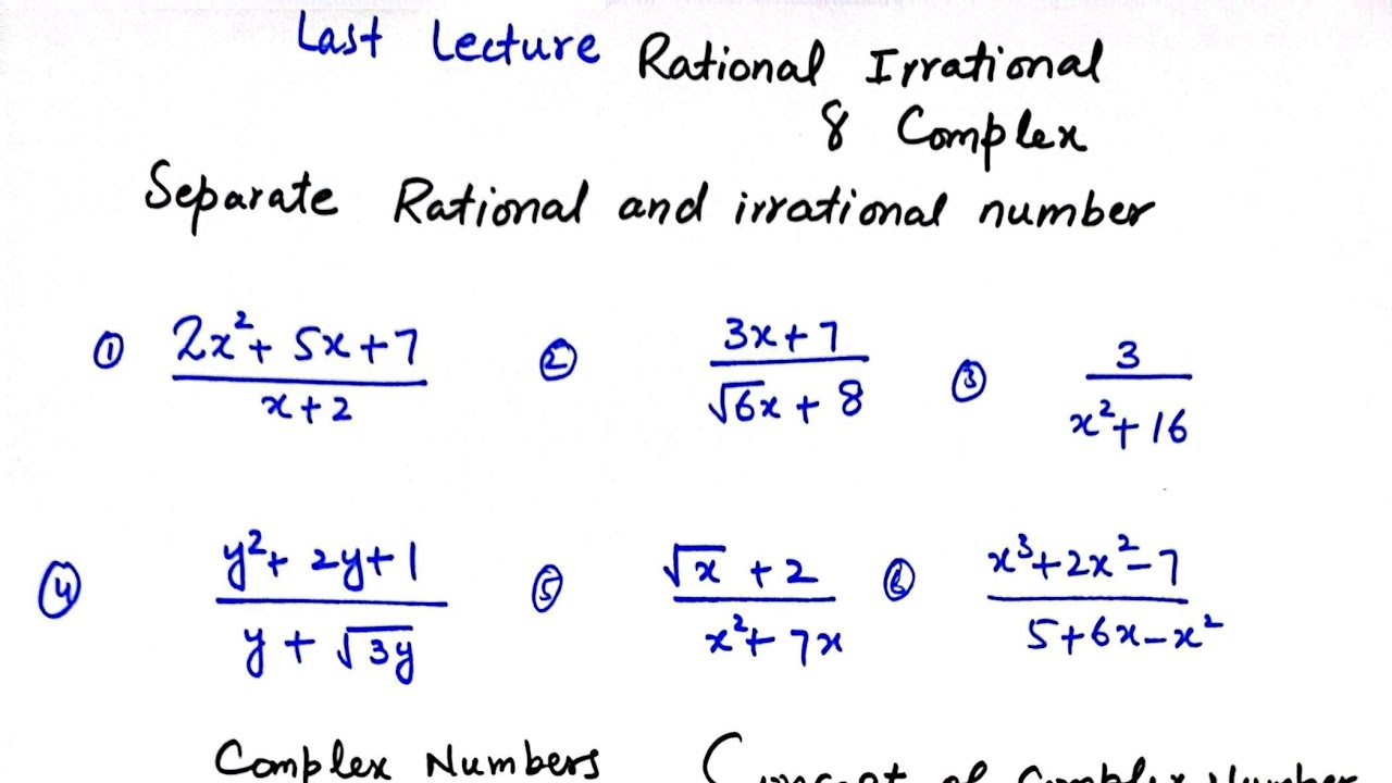Last lecture Real and complex number 
