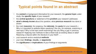 Information Blast Session Writing an Abstract Update