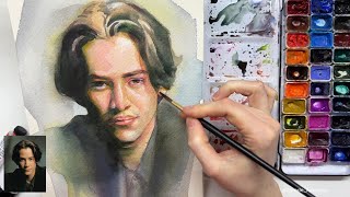 3 Hours of Watercolor Portrait Painting (Keanu Reeves)