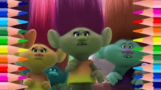 Coloring Pages Dreamworks TROLLS Coloring Video for Kids with Colored Markers