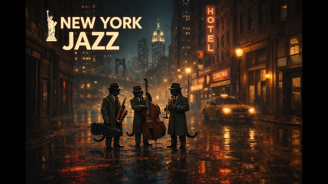 Midnight Cats in New York 🐈‍⬛ Smooth Noir Jazz at Night