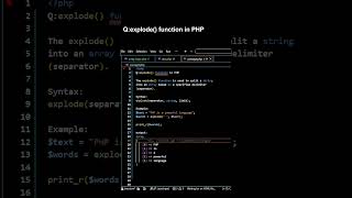 explode() function in PHP | #shorts | #php | #programming