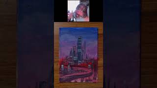 Neon City Oil Painting Timelapse #art #sciencefiction