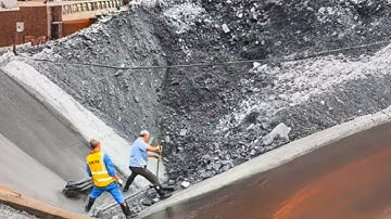Dangerous Work - Unloading Of Cargo From A Ship, With Rocks Flying Everywhere | Relaxing video
