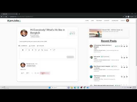 AjarnJobs.com - Part III - CRUD Content + Comments,  Like/Dislikes functionality