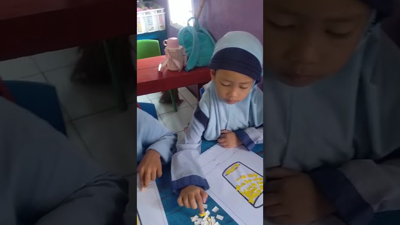 salah satu kegiatan sekolah tk RKA, Nempel kertas bentuk gelas #rkatoday #mainananak