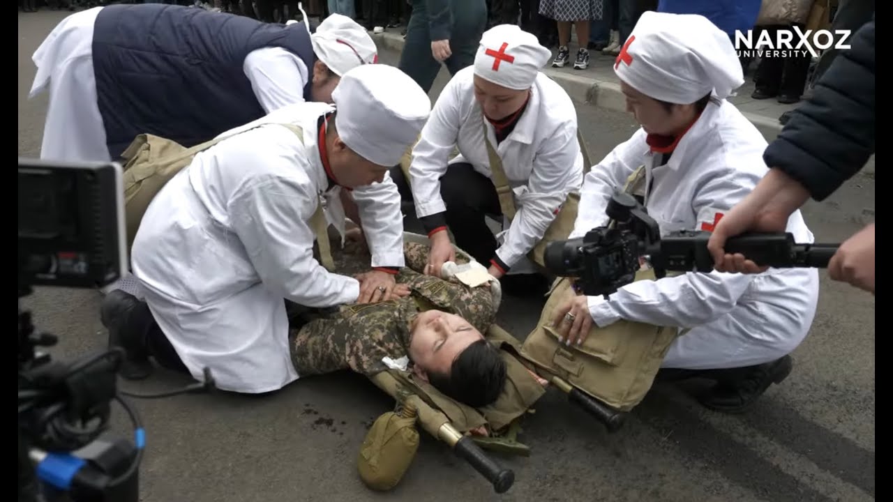 Университет Нархоз совместно с ДЧС Алматы провел сейсмотренировку - YouTube