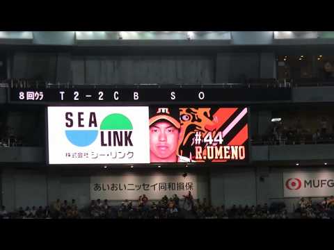 H30.08.16　広島×阪神　8回裏　無死1・3塁　梅野：四球で満塁　京セラドーム
