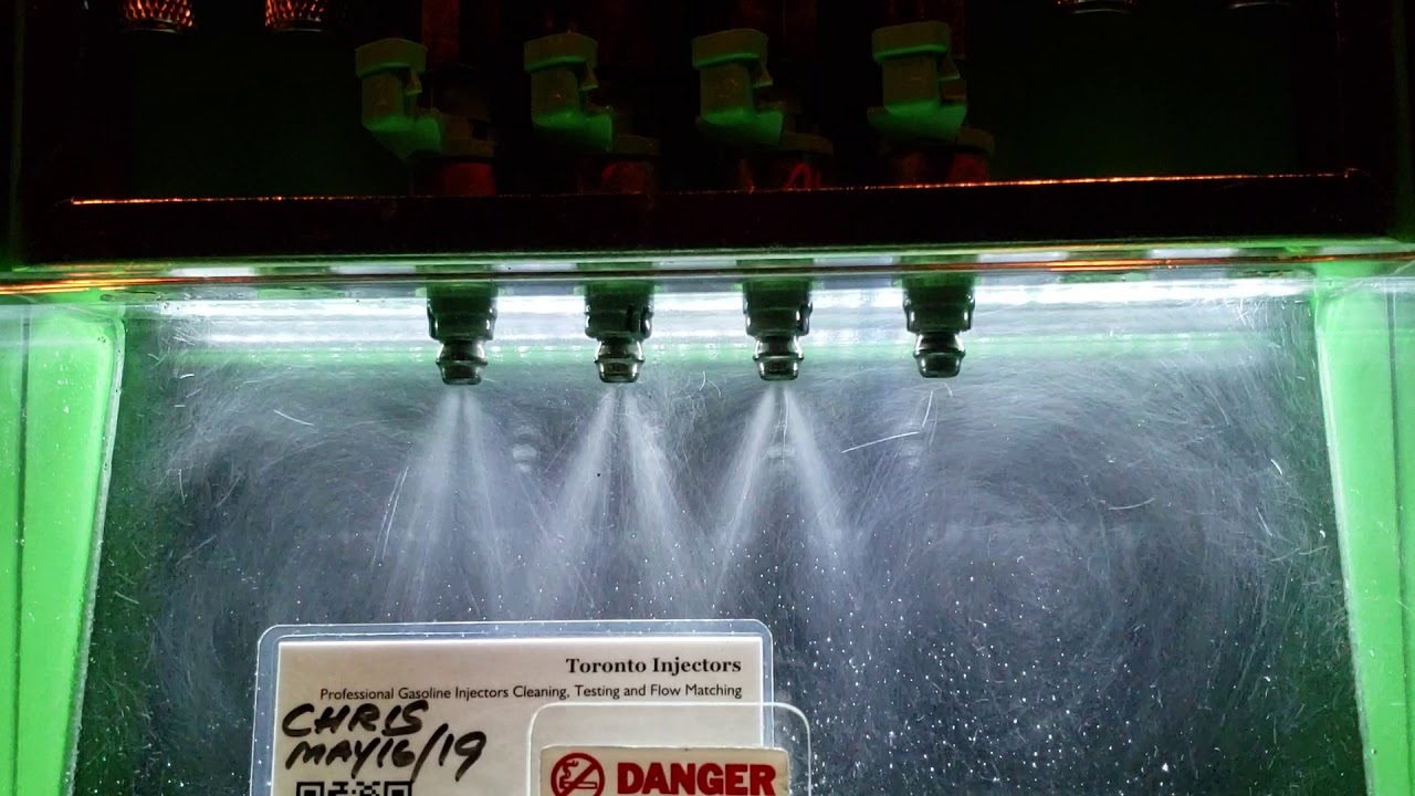 Multech Injector Spray Pattern SAAB 93 2.0T Siemens Deka 12790827 injectors spray pattern test at ...