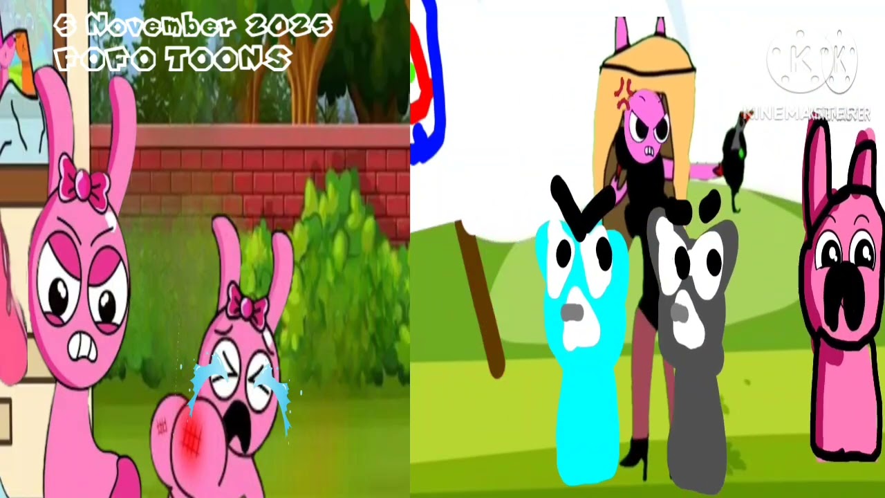 Sprunki Funny Animation in life FOFO Toons in animation part 04-04 pink is angry Kinemaster like 235