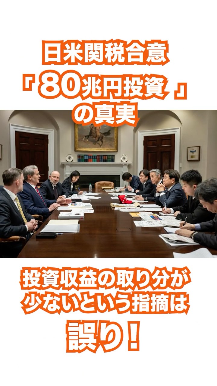 日米関税合意 「80兆円投資」 の真実。投資収益の取り分が少ないという