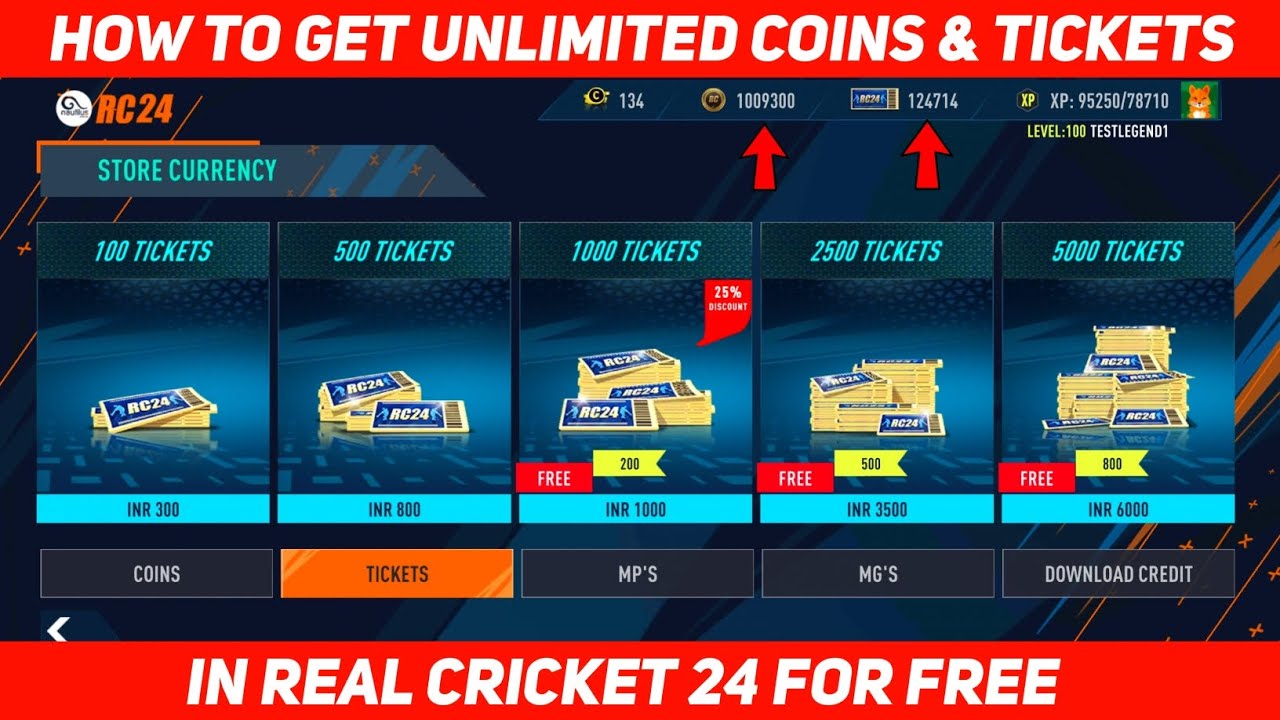 Real Cricket™24 How To Get Unlimited Coins & Tickets | How To Earn ...