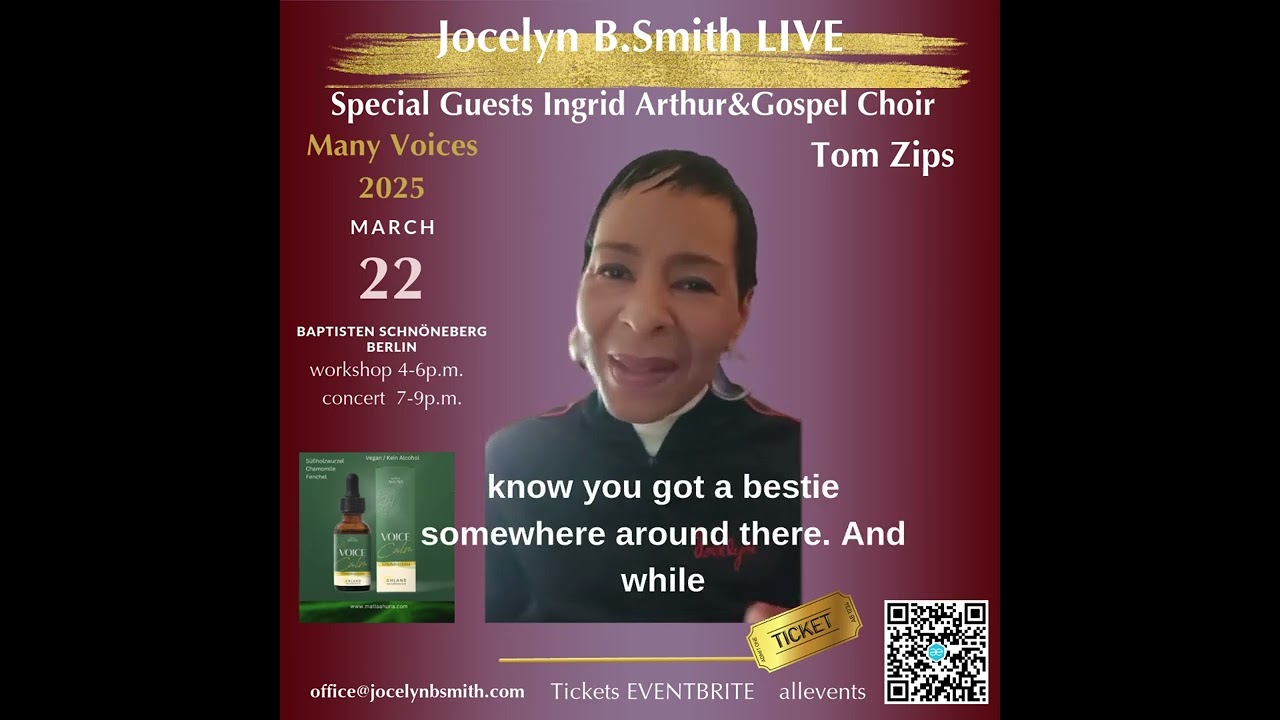 Jocelyn B.Smith LIVE special guests Ingrid Arthur &Gospel Choir /Tom Zips