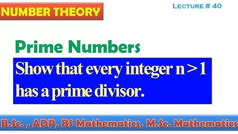 Prime Numbers, Show that every integer greater than 1 has a prime divisor, Number Theory, Lecture#40