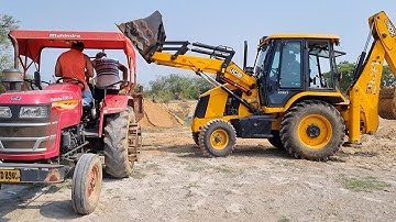 Jcb 3dx Eco Excellence Backhoe Machine Loading Mud In Mahindra Yuvo 415 DI Tractor | Jcb Video