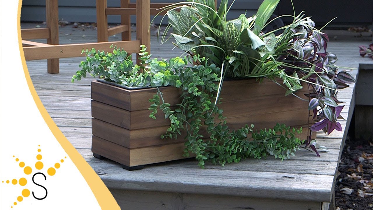 Sunnydaze Rectangular Wood Planter Box with Plastic Liner - Color Options - TAM-307