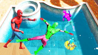 GTA 5 Rainbow Spiderman Ragdolls Parkour Jumps Fails | hombre araña para niños | سبايدر مان
