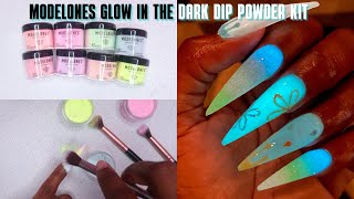 TAP METHOD OMBRE USING MODELONES DIP POWDER KIT | Glow In The Dark Dip Powder Nails