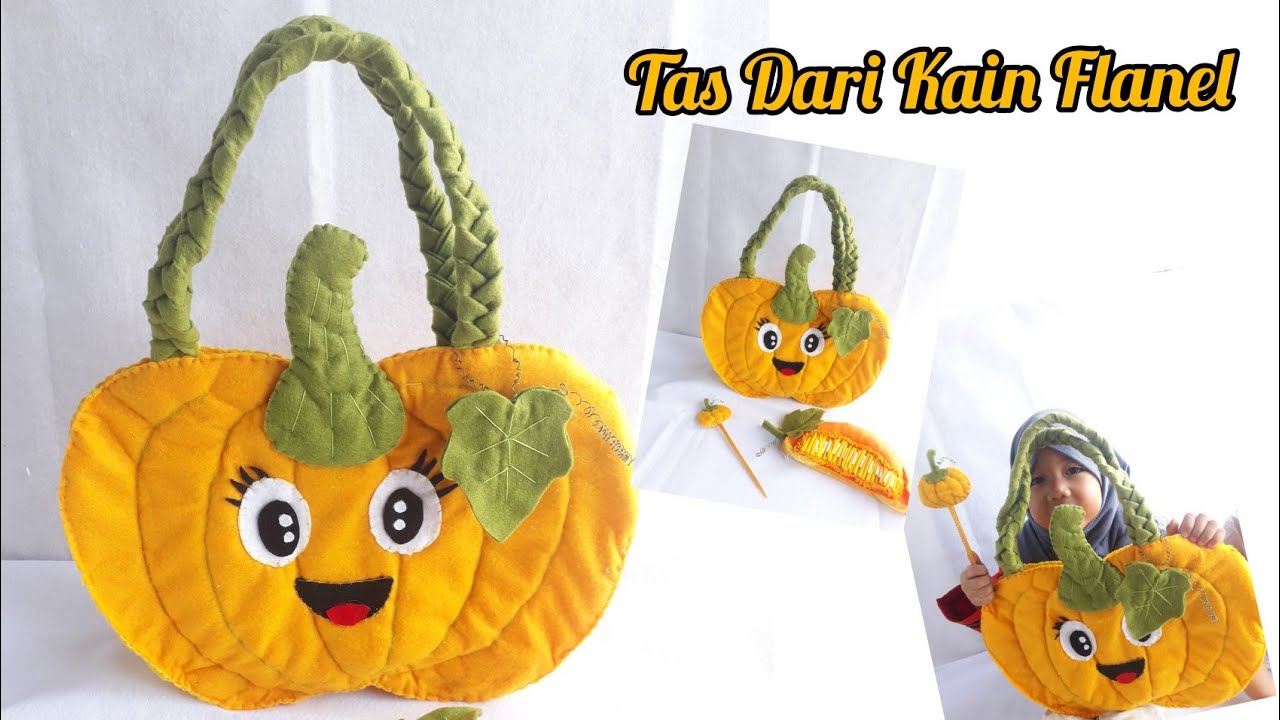 Tas Dari Kain Flanel || Tas Ngaji Dari Kain Flanel Bentuk Buah Labu || Diy Felt Pumpkin