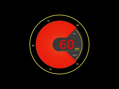 60 Second Timer with Music - Red Circle Countdown