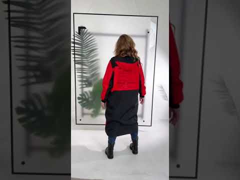 Довгий жіночий плащ з капюшоном великі розміри, відео 1