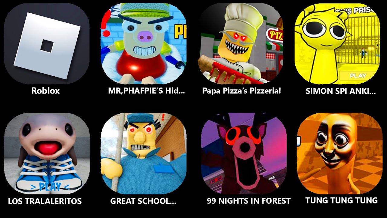Papa Pizza's Pizzeria!,Bob The Dentist,99 Nights in the Forest, Roblox, EVIL GRANDMA, MR FUNNY'S