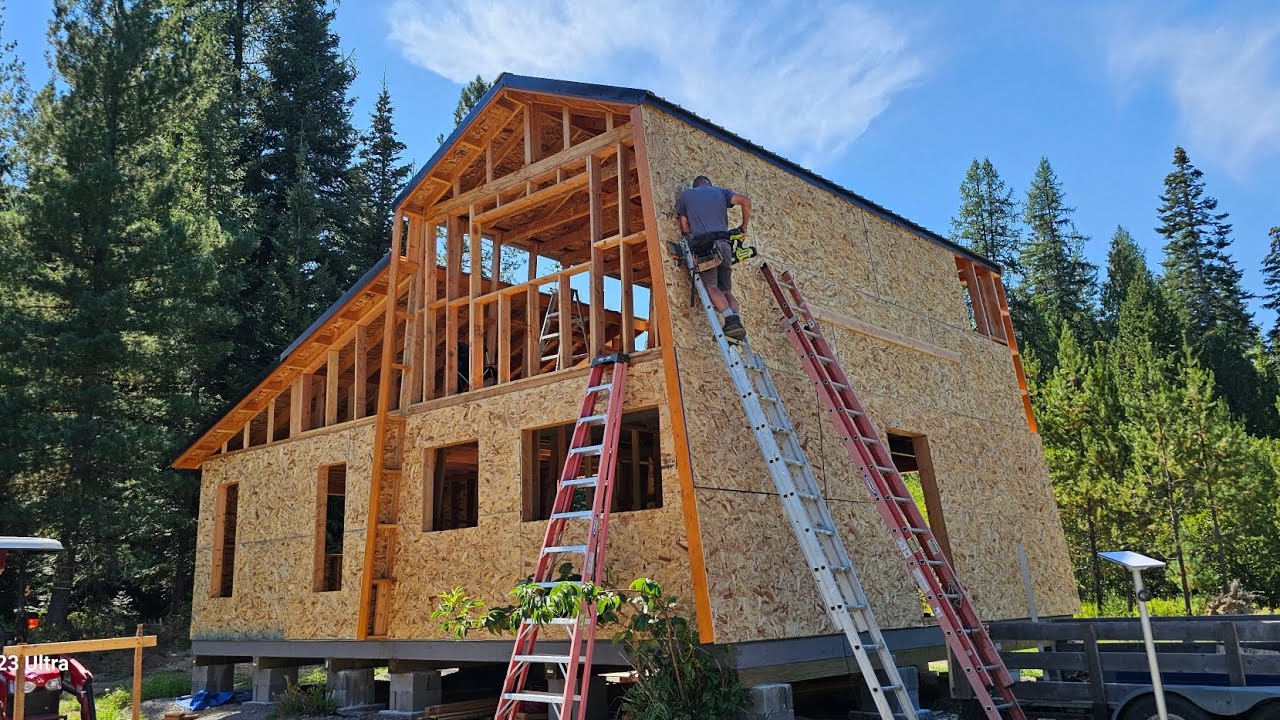OSB Sheathing the Off Grid Cabin - YouTube