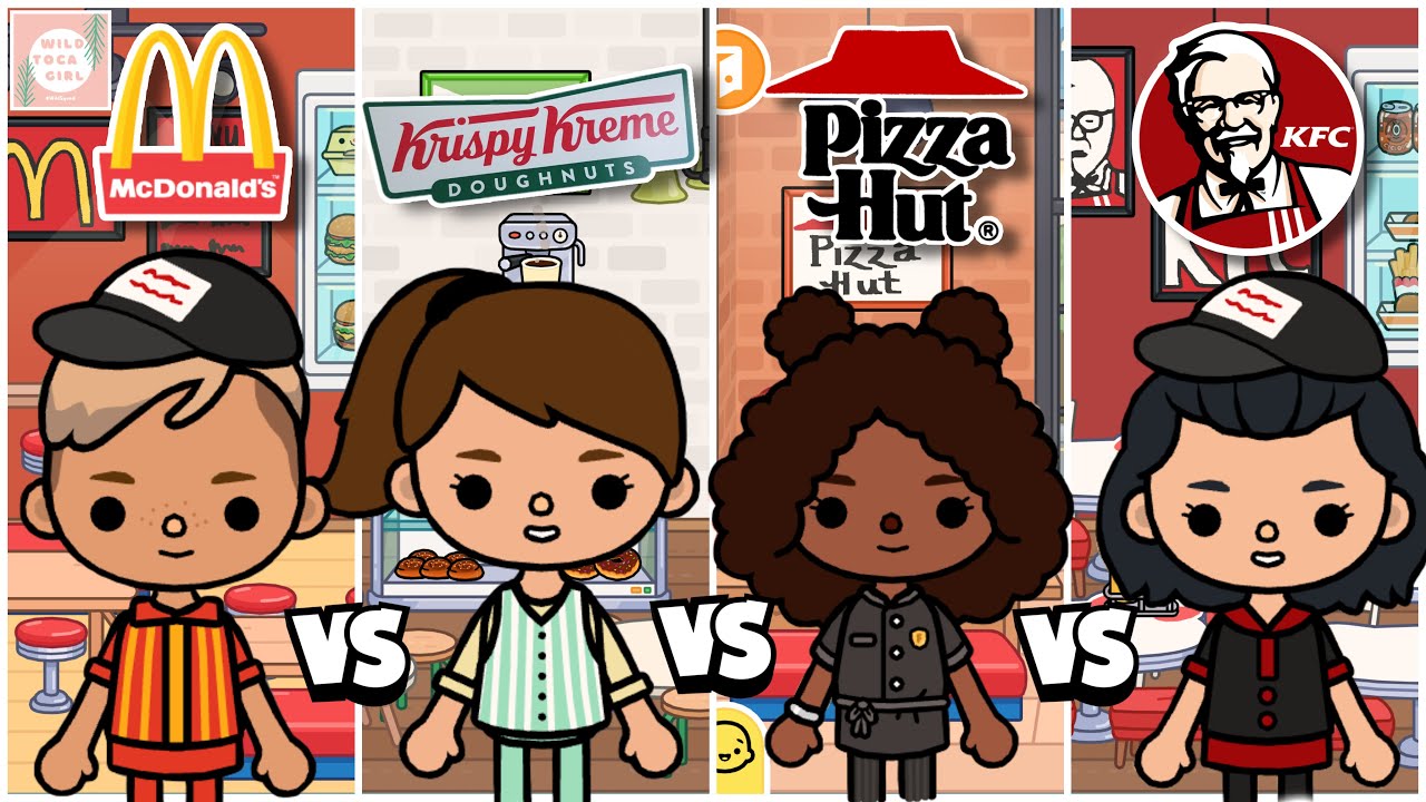 McDONALDS 🍔 VS KFC 🍗 VS PIZZA HUT 🍕VS KRISPY KREME 🍩 TOCA LIFE WORLD 🌎