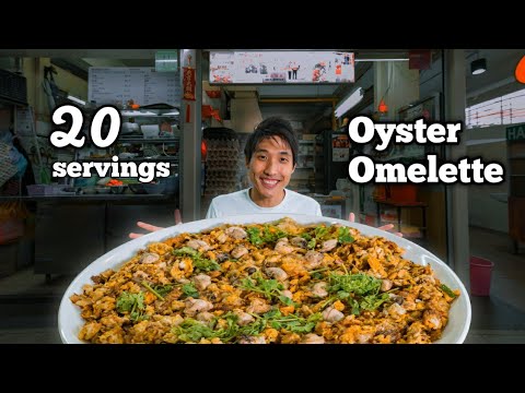 INSANE $100 Oyster Omelette Challenge!   20 Servings Eaten!   Singapore Street Food Mukbang!