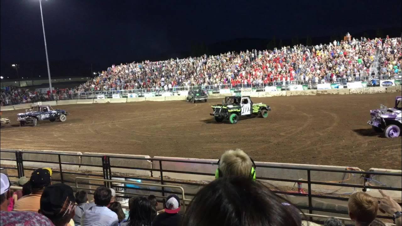 Heber city demolition derby 2016 driveshaft flies into crowd! YouTube