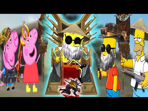 Sponge King vs Peppa Pig, Bart, Homer PVP Free Fire // LocotronRD #freefire