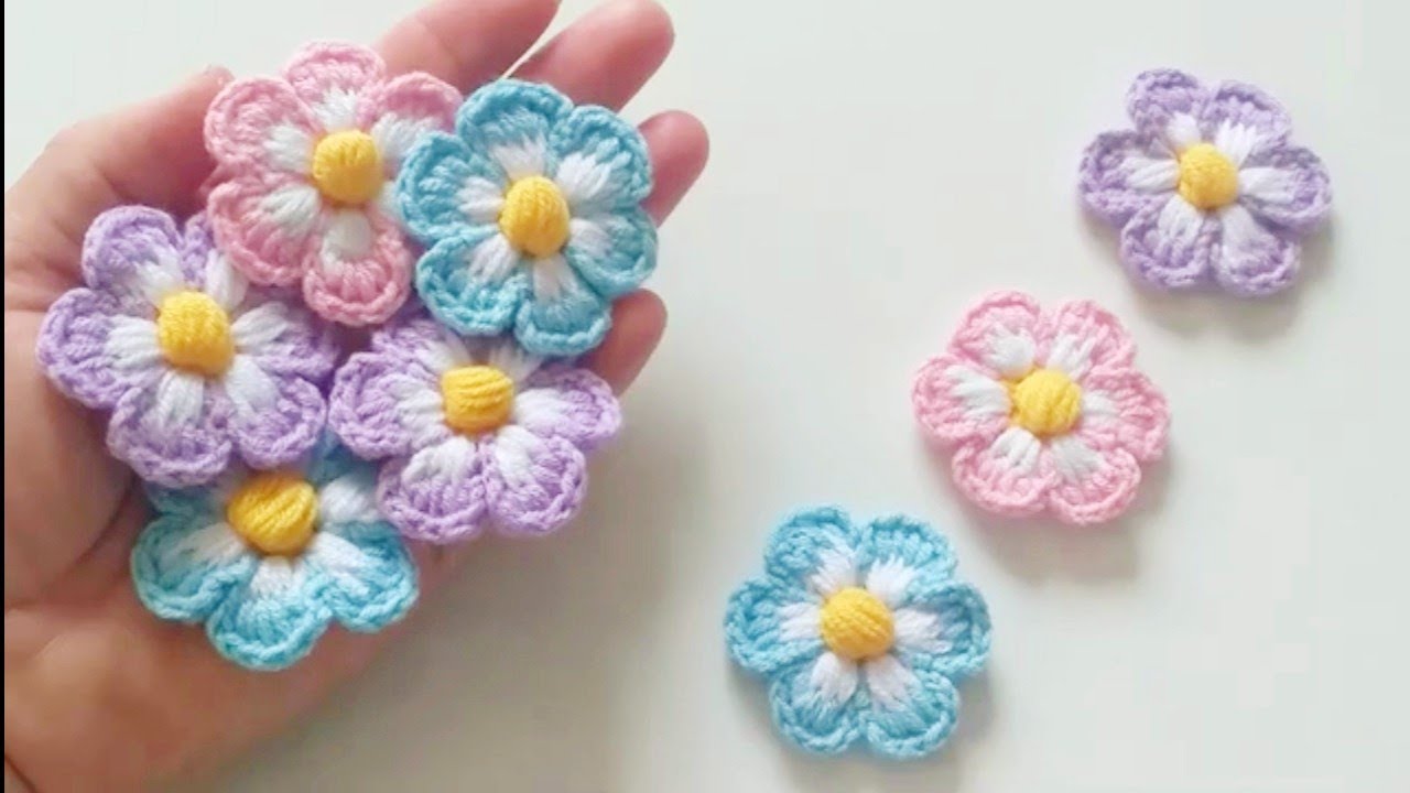 👉TASARIM🌼SUBTİTLED🌼EN KOLAY PUF ÇİÇEK YAPIMI/CROCHET FLOWERS
