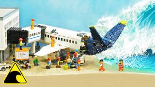 Lego City Airport Tsunami  Lego Airplane  Dam Breach Flood Experiment  Plane Crashes into Airport