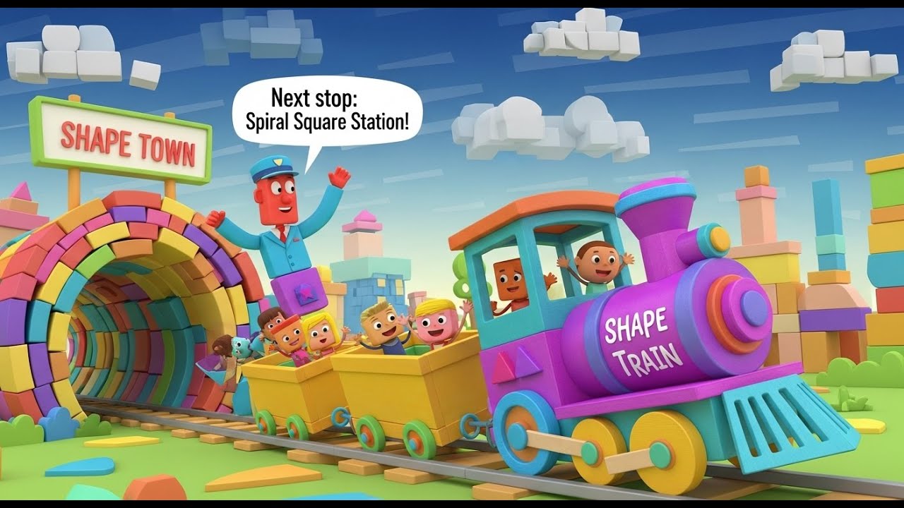Spin Around the Shape Town 🌀🏠 | Learn Shapes for Kids | UK Nursery Rhyme