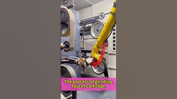 The process of grinding faucet cartridge by robot grinding machine, which has laser correction.