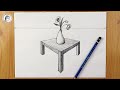 How to draw a table in perspective  |رسم منظور | رسم منظور جانبي | رسم مزهرية | رسم طاولة بالمنظور