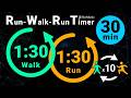 30-Minute Run-Walk-Run Timer: 90s Walk / 90s Run (No Music)
