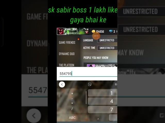 Free Fire Sk Sabir || free fire attitude video || sk Sabir boss gaming class=