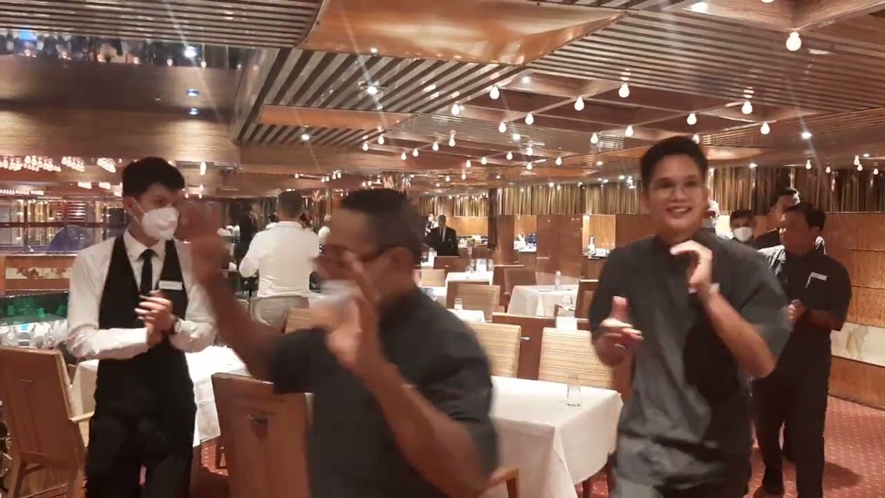 Staff parade, cruise Costa Fascinosa, with my princess Victoria as a main viewer)