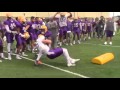 LSU works goal line tackling drill