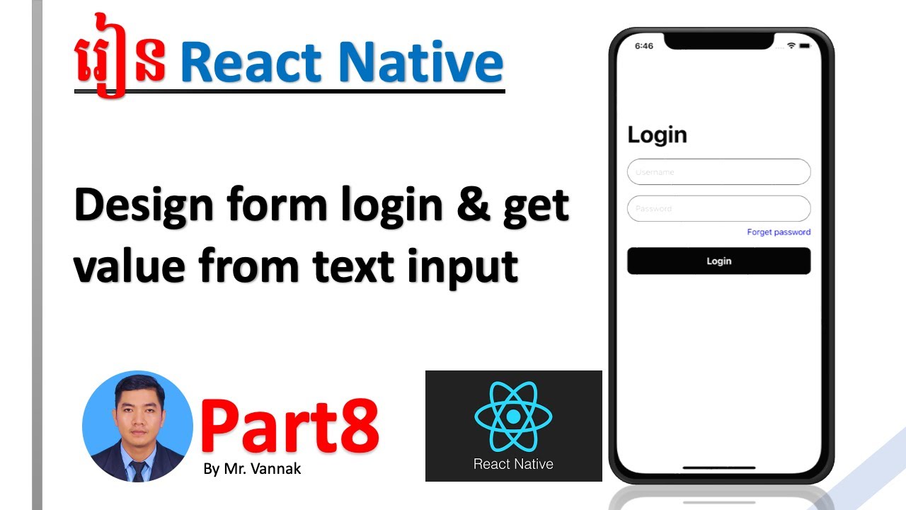 react native form login and get value from text input - YouTube
