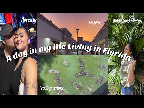 A DAY IN MY LIFE LIVING IN FLORIDA🌴: Wild Florida Safari , Feeding gators , Shopping & Arcade🐊🛍️🕹️