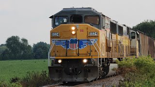 8321 Ex Up Sd60Ms Lead Wsor Train Into Milton Wisconsin On A Nice Summer Evening