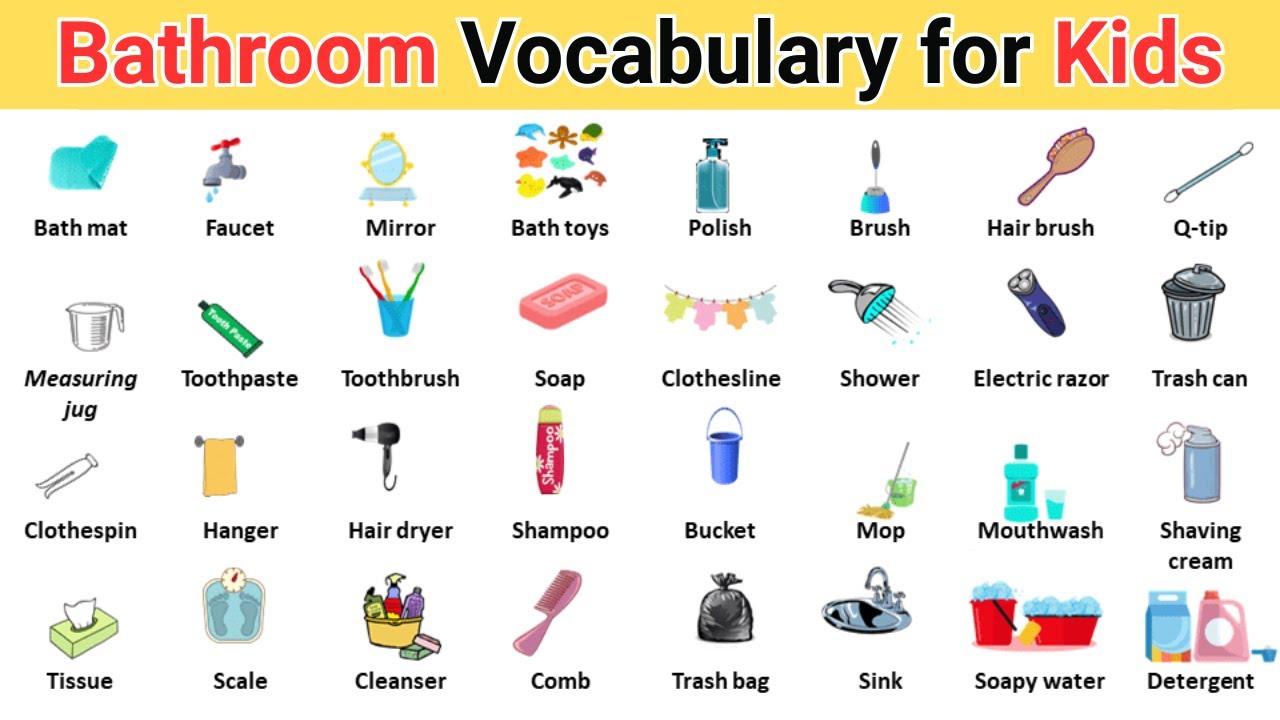 Вещи для ванной комнаты для детей | Изучаем предметы для ванной с помощью простых предложений на ...