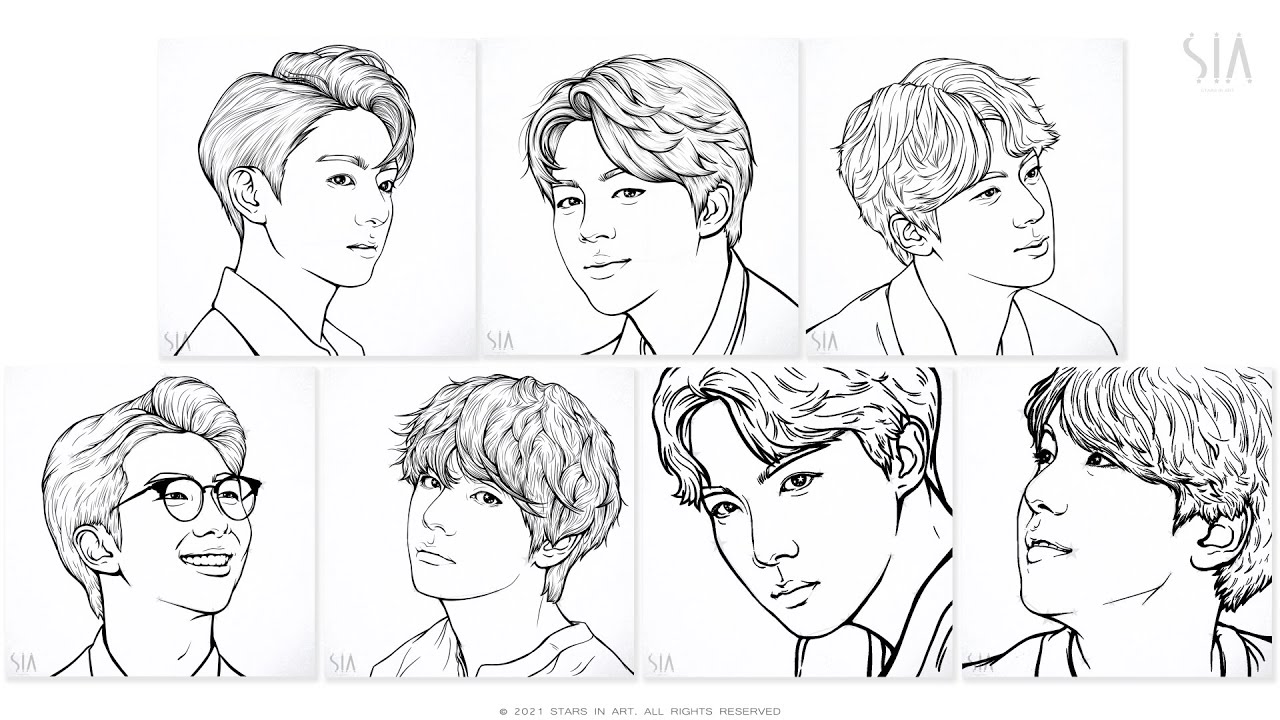 Sketch  I drew BTS members for practice sketch  rheungtan