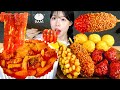 ASMR MUKBANG| 마라 엽기 떡볶이 양념치킨 핫도그 먹방 &amp; 레시피 FRIED CHICKEN AND Tteokbokki EATING