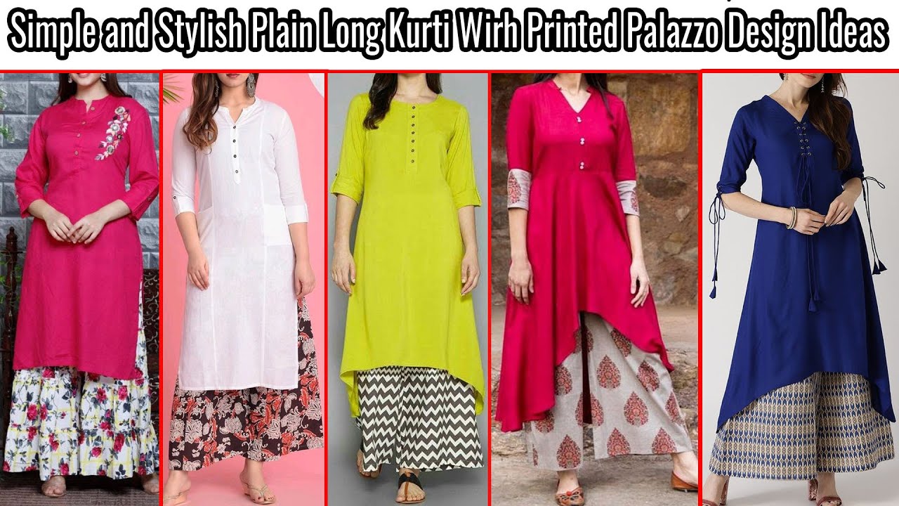 Latest Palazzo With long Plain Kurti For Office wear - YouTube