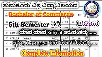 Tumkur University.. 5th Sem Bcom Nep syllabus complete information review How much Subjects....?????