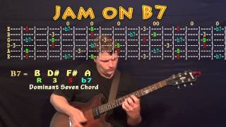 Guitar Jam Lesson - B Dominant Seven - B7 - B D# F# A - JAMTRACK - M.M.=60